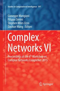 Couverture de l’ouvrage Complex Networks VI