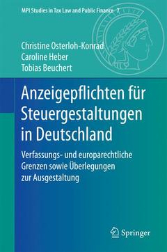 Cover of the book Anzeigepflichten für Steuergestaltungen in Deutschland
