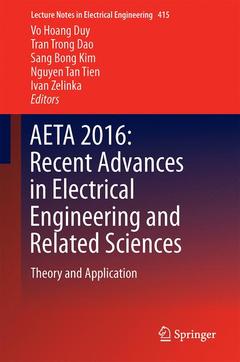 Couverture de l’ouvrage AETA 2016: Recent Advances in Electrical Engineering and Related Sciences