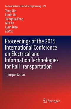 Couverture de l’ouvrage Proceedings of the 2015 International Conference on Electrical and Information Technologies for Rail Transportation
