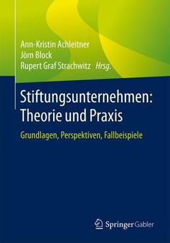 Couverture de l’ouvrage Stiftungsunternehmen: Theorie und Praxis