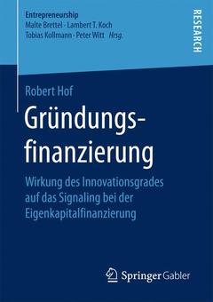 Cover of the book Gründungsfinanzierung