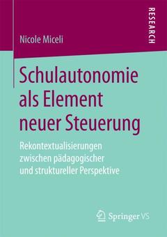 Cover of the book Schulautonomie als Element neuer Steuerung