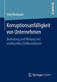 Couverture de l’ouvrage Korruptionsanfälligkeit von Unternehmen