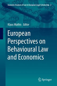 Couverture de l’ouvrage European Perspectives on Behavioural Law and Economics