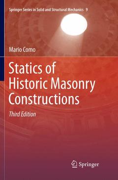 Couverture de l’ouvrage Statics of Historic Masonry Constructions