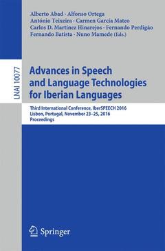 Couverture de l’ouvrage Advances in Speech and Language Technologies for Iberian Languages