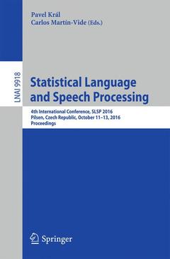 Couverture de l’ouvrage Statistical Language and Speech Processing