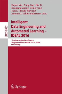 Couverture de l’ouvrage Intelligent Data Engineering and Automated Learning – IDEAL 2016