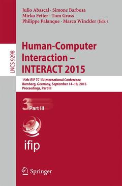 Couverture de l’ouvrage Human-Computer Interaction – INTERACT 2015
