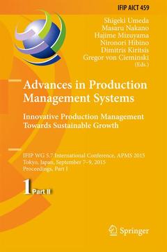 Couverture de l’ouvrage Advances in Production Management Systems: Innovative Production Management Towards Sustainable Growth