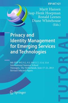 Couverture de l’ouvrage Privacy and Identity Management for Emerging Services and Technologies