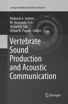 Couverture de l’ouvrage Vertebrate Sound Production and Acoustic Communication