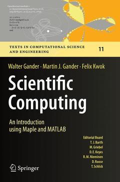 Couverture de l’ouvrage Scientific Computing - An Introduction using Maple and MATLAB