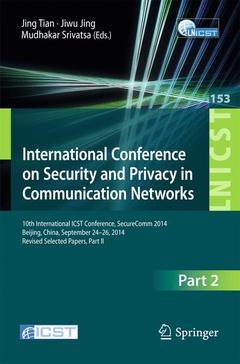 Couverture de l’ouvrage International Conference on Security and Privacy in Communication Networks