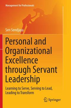 Couverture de l’ouvrage Personal and Organizational Excellence through Servant Leadership