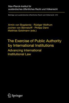 Couverture de l’ouvrage The Exercise of Public Authority by International Institutions