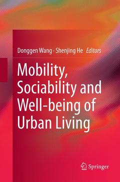 Couverture de l’ouvrage Mobility, Sociability and Well-being of Urban Living