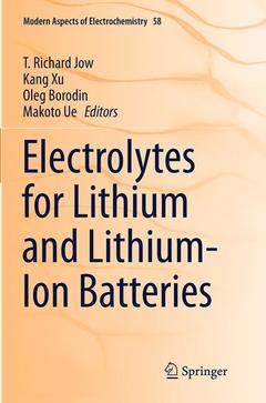 Couverture de l’ouvrage Electrolytes for Lithium and Lithium-Ion Batteries