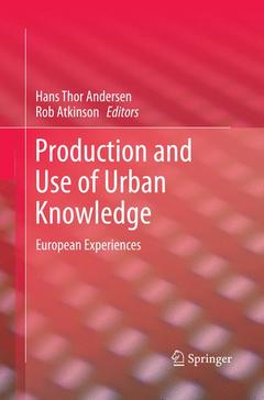Couverture de l’ouvrage Production and Use of Urban Knowledge