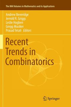 Couverture de l’ouvrage Recent Trends in Combinatorics