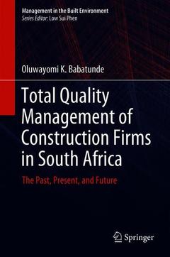 Couverture de l’ouvrage Total Quality Management of Construction Firms in South Africa