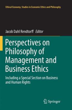 Couverture de l’ouvrage Perspectives on Philosophy of Management and Business Ethics