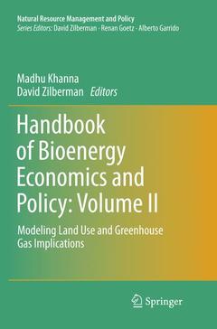 Couverture de l’ouvrage Handbook of Bioenergy Economics and Policy: Volume II