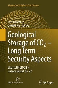 Couverture de l’ouvrage Geological Storage of CO2 – Long Term Security Aspects