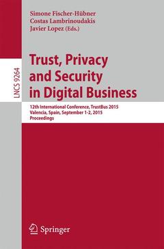 Couverture de l’ouvrage Trust, Privacy and Security in Digital Business