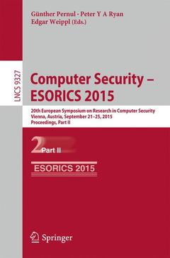 Couverture de l’ouvrage Computer Security -- ESORICS 2015