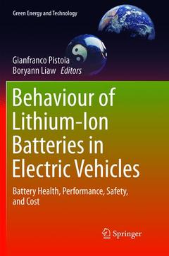Couverture de l’ouvrage Behaviour of Lithium-Ion Batteries in Electric Vehicles
