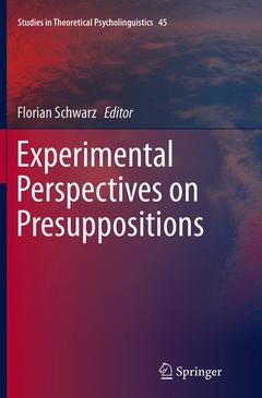 Couverture de l’ouvrage Experimental Perspectives on Presuppositions