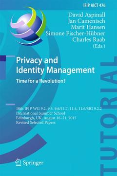 Couverture de l’ouvrage Privacy and Identity Management. Time for a Revolution?