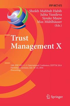 Couverture de l’ouvrage Trust Management X