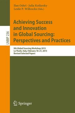 Couverture de l’ouvrage Achieving Success and Innovation in Global Sourcing: Perspectives and Practices