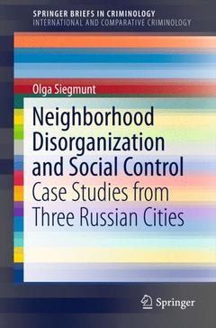 Couverture de l’ouvrage Neighborhood Disorganization and Social Control