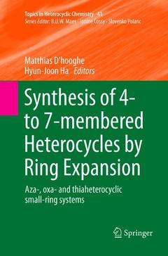 Cover of the book Synthesis of 4- to 7-membered Heterocycles by Ring Expansion