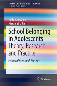 Couverture de l’ouvrage School Belonging in Adolescents