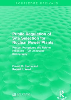 Couverture de l’ouvrage Public Regulation of Site Selection for Nuclear Power Plants