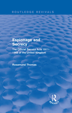 Couverture de l’ouvrage Espionage and Secrecy (Routledge Revivals)