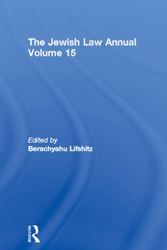 Couverture de l’ouvrage The Jewish Law Annual Volume 15