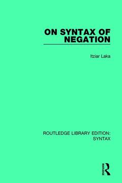 Couverture de l’ouvrage On Syntax of Negation