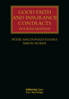 Couverture de l’ouvrage Good Faith and Insurance Contracts