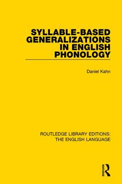 Couverture de l’ouvrage Syllable-Based Generalizations in English Phonology