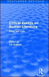 Couverture de l’ouvrage Critical Essays on Roman Literature
