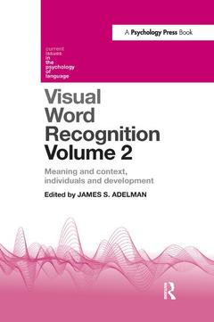 Couverture de l’ouvrage Visual Word Recognition Volume 2