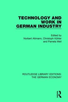 Couverture de l’ouvrage Technology and Work in German Industry