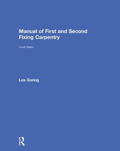 Couverture de l’ouvrage Manual of First and Second Fixing Carpentry