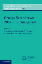 Couverture de l’ouvrage Groups St Andrews 2017 in Birmingham